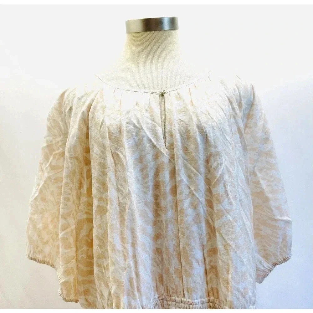 NWT NINE WEST Women Short Sleeve Full Length Lined Peach Boho Maxi Dress Size 4X - Picture 2 of 12